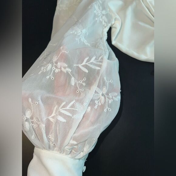 Soft Surroundings Lorenza Blouse with Sheer Eyelet Sleeves Size XL EUC - Picture 4 of 9